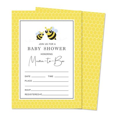 30 Cartões Neutros para Chá de Bebê Mommy Bee com Espaço para Preencher - Inkdotpot 5,08 Cm × 8,89 Cm / Amarelo - Sorteio de Fraldas