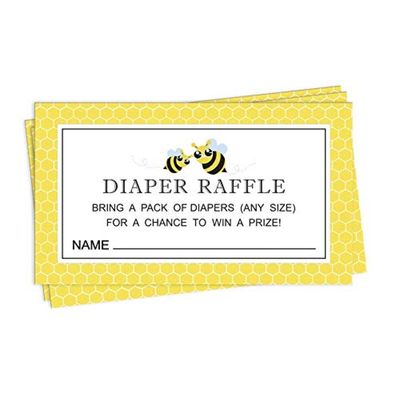 30 Cartões Neutros para Chá de Bebê Mommy Bee com Espaço para Preencher - Inkdotpot 5,08 Cm × 8,89 Cm / Amarelo - Sorteio de Fraldas