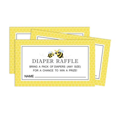 30 Cartões Neutros para Chá de Bebê Mommy Bee com Espaço para Preencher - Inkdotpot 5,08 Cm × 8,89 Cm / Amarelo - Sorteio de Fraldas