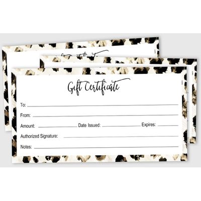 Certificados em Branco com Estampa de Pele de Animal para Negócios, Spa/Salão, Casamento, 45 Cupons DIY, 23 x 9,7 cm - Inkdotpot 22,86 Cm × 9,65 Cm / Branco
