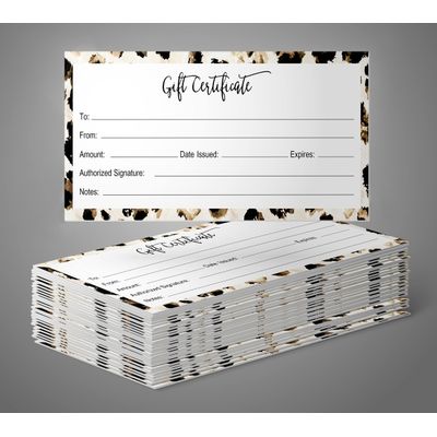 Certificados em Branco com Estampa de Pele de Animal para Negócios, Spa/Salão, Casamento, 45 Cupons DIY, 23 x 9,7 cm - Inkdotpot 22,86 Cm × 9,65 Cm / Branco