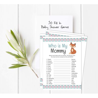 50 Cartões Alfabeto Infantil ABC Animais da Selva para Chá de Bebê Itens para Festa - Inkdotpot 12,7 Cm × 17,78 Cm / Branco - Quem é Minha Mamãe