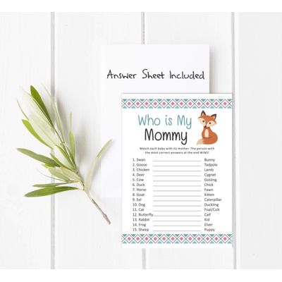 50 Cartões Alfabeto Infantil ABC Animais da Selva para Chá de Bebê Itens para Festa - Inkdotpot 12,7 Cm × 17,78 Cm / Branco - Quem é Minha Mamãe