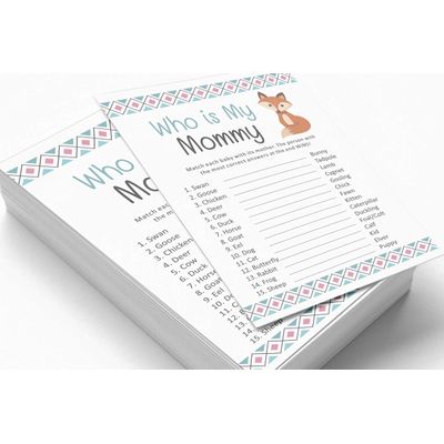 50 Cartões Alfabeto Infantil ABC Animais da Selva para Chá de Bebê Itens para Festa - Inkdotpot 12,7 Cm × 17,78 Cm / Branco - Quem é Minha Mamãe