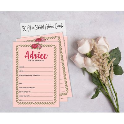 50 Cartões Florais Quadrados em Branco para Preencher, Chá de Noiva e Despedida de Solteira - Inkdotpot 12,7 Cm × 17,78 Cm / Laranja - Esmalte ou Filme