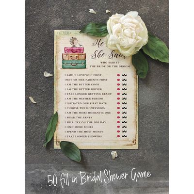 Cartões Quadrados em Branco para Chá Nupcial e Despedida de Solteira, Preenchíveis, 50 Unidades para Jogo de Viagem - Inkdotpot 12,7 Cm × 17,78 Cm / Amarelo - Ele Disse, Ela Disse