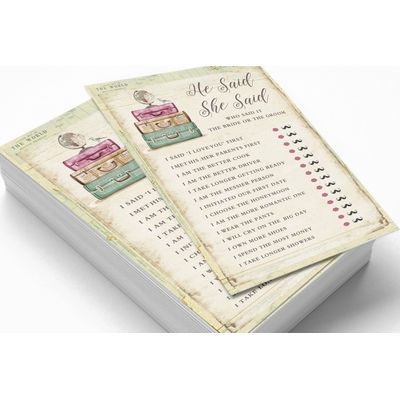 Cartões Quadrados em Branco para Chá Nupcial e Despedida de Solteira, Preenchíveis, 50 Unidades para Jogo de Viagem - Inkdotpot 12,7 Cm × 17,78 Cm / Amarelo - Ele Disse, Ela Disse