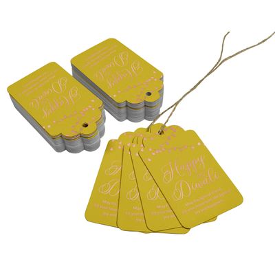 Etiquetas Pendentes de Papel Metalizado 'Happy Diwali' para Lembrancinhas - Inkdotpot 50 Etiquetas Metalizadas / Amarelo - Ouro Rosé