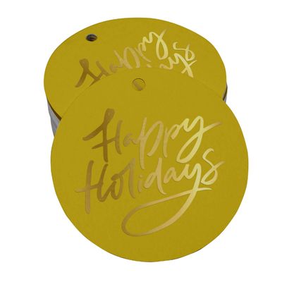 Etiquetas Para Pendurar Em Papel Metalizado "Happy Holiday" Para Lembrancinhas - Inkdotpot 50 Etiquetas Metalizadas / Dourado - Prata