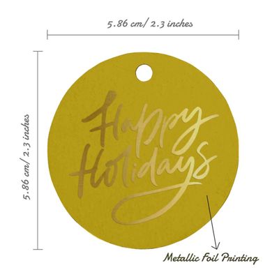 Etiquetas Para Pendurar Em Papel Metalizado "Happy Holiday" Para Lembrancinhas - Inkdotpot 50 Etiquetas Metalizadas / Dourado - Prata