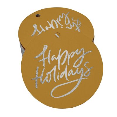 Etiquetas Para Pendurar Em Papel Metalizado "Happy Holiday" Para Lembrancinhas - Inkdotpot 50 Etiquetas Metalizadas / Dourado - Prata