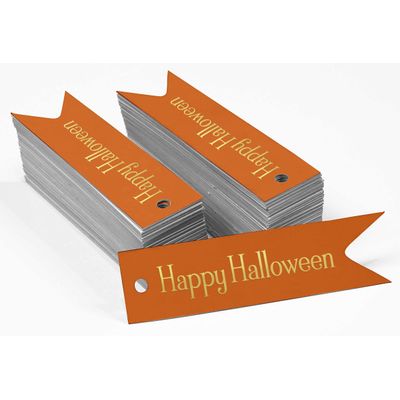Etiquetas para Pendurar em Papel Metalizado 'Happy Halloween' para Lembrancinhas de Halloween - Inkdotpot 50 Etiquetas Metalizadas / Laranja - Ouro Rosé