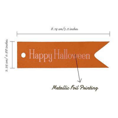 Etiquetas para Pendurar em Papel Metalizado 'Happy Halloween' para Lembrancinhas de Halloween - Inkdotpot 50 Etiquetas Metalizadas / Laranja - Ouro Rosé