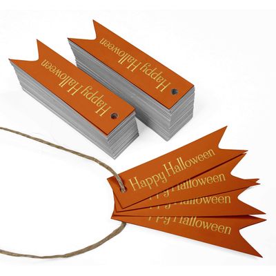 Etiquetas para Pendurar em Papel Metalizado 'Happy Halloween' para Lembrancinhas de Halloween - Inkdotpot 50 Etiquetas Metalizadas / Laranja - Ouro Rosé