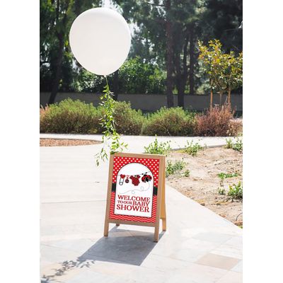 Placa de Boas-Vindas para Chá de Bebê (Menina), Coleção para Festa, Tema Joaninha, Pacote com 1, 46 x 30 cm - Inkdotpot 45,72 Cm × 30,48 Cm / Branco