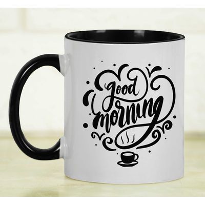 Caneca de Cerâmica para Café 325 ml 'Bom Dia' Saudação/Desejo Matinal - Inkdotpot 325 Ml / Azul