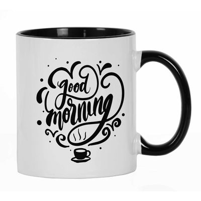 Caneca de Cerâmica para Café 325 ml 'Bom Dia' Saudação/Desejo Matinal - Inkdotpot 325 Ml / Azul