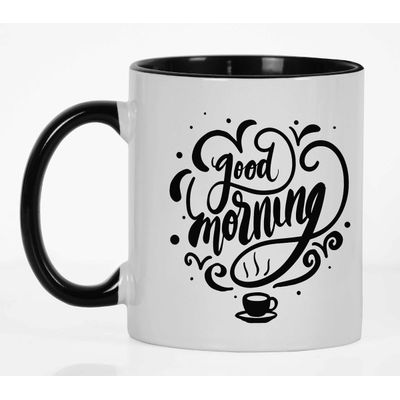 Caneca de Cerâmica para Café 325 ml 'Bom Dia' Saudação/Desejo Matinal - Inkdotpot 325 Ml / Azul