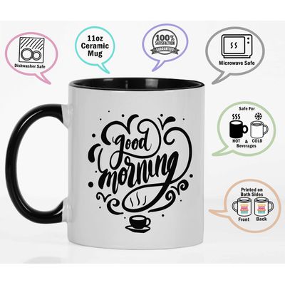 Caneca de Cerâmica para Café 325 ml 'Bom Dia' Saudação/Desejo Matinal - Inkdotpot 325 Ml / Azul