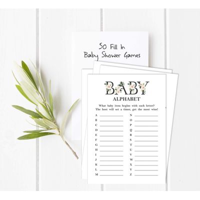 Conjunto para Chá de Bebê Unissex com 50 Cartões Alfabeto ABC, Itens para Festa - Inkdotpot 12,7 Cm × 17,78 Cm / Branco - Quem Disse Isso (Papai)