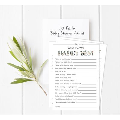 Conjunto para Chá de Bebê Unissex com 50 Cartões Alfabeto ABC, Itens para Festa - Inkdotpot 12,7 Cm × 17,78 Cm / Branco - Quem Disse Isso (Papai)