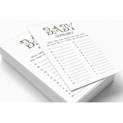 Conjunto para Chá de Bebê Unissex com 50 Cartões Alfabeto ABC, Itens para Festa - Inkdotpot 12,7 Cm × 17,78 Cm / Branco - Quem Disse Isso (Papai)