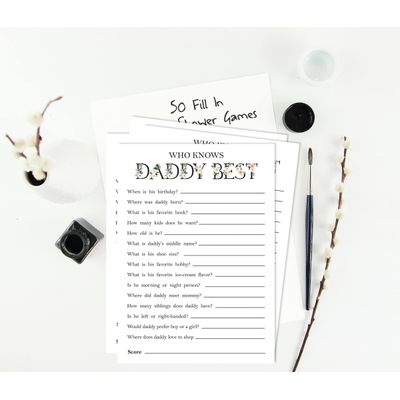 Conjunto para Chá de Bebê Unissex com 50 Cartões Alfabeto ABC, Itens para Festa - Inkdotpot 12,7 Cm × 17,78 Cm / Branco - Quem Disse Isso (Papai)