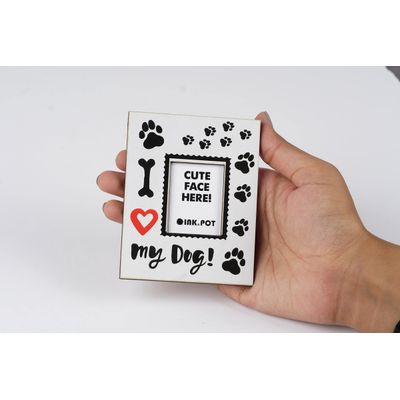 Porta-Retrato Magnético 'I Love My Dog' para Geladeira - Mini - Presente para Amante de Cães | 10 x 8 cm - Inkdotpot 10 Cm × 8 Cm / Preto
