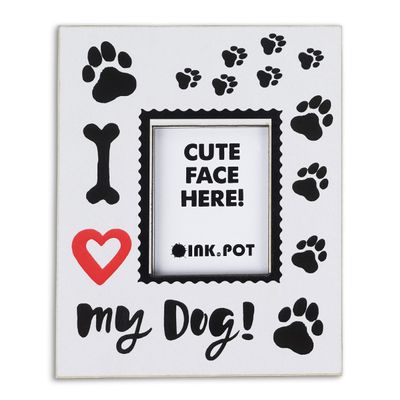 Porta-Retrato Magnético 'I Love My Dog' para Geladeira - Mini - Presente para Amante de Cães | 10 x 8 cm - Inkdotpot 10 Cm × 8 Cm / Preto