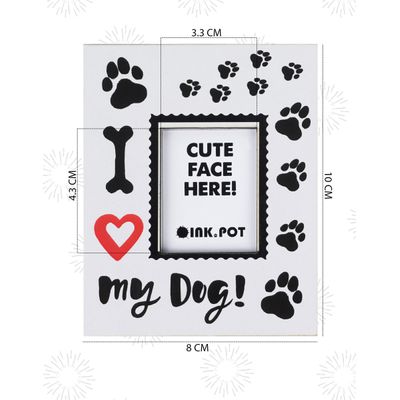 Porta-Retrato Magnético 'I Love My Dog' para Geladeira - Mini - Presente para Amante de Cães | 10 x 8 cm - Inkdotpot 10 Cm × 8 Cm / Preto