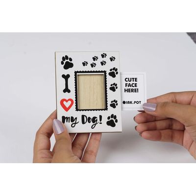 Porta-Retrato Magnético 'I Love My Dog' para Geladeira - Mini - Presente para Amante de Cães | 10 x 8 cm - Inkdotpot 10 Cm × 8 Cm / Preto