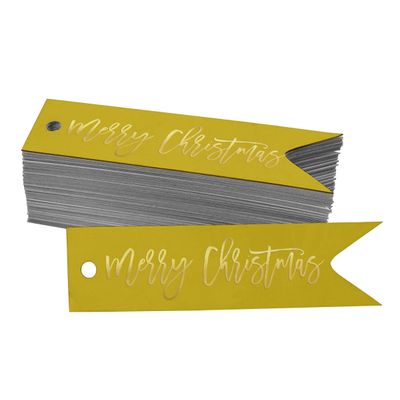 Etiquetas de Garrafa 'Feliz Natal' Metalizadas para Lembrancinhas - Inkdotpot 50 Etiquetas Metalizadas / Amarelo - Dourado