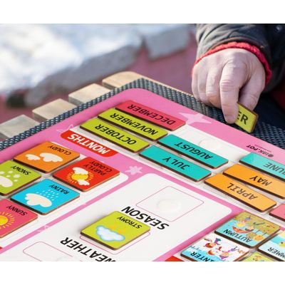 Meu Primeiro Calendário de Parede Pré-Escolar, Mês/Data/Dia/Clima/Estação (42 Peças), Calendário Educacional, 37x29 cm - Rosa - Inkdotpot 36,83 Cm × 29,21 Cm / Rosa