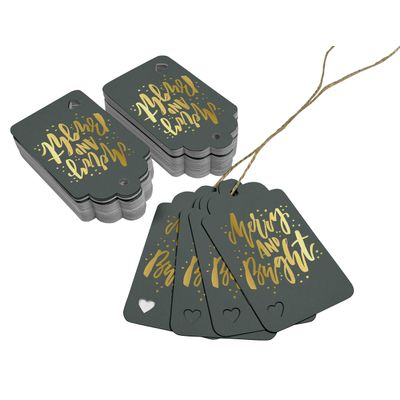 Etiquetas Pendentes Metalizadas para Lembrancinhas de Garrafas de Natal 'Merry And Bright' - Inkdotpot 50 Etiquetas Metalizadas / Cinza - Ouro Rosé