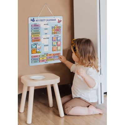Meu Primeiro Painel de Calendário Pré-Escola (Parede/Sala de Aula) Mês/Data/Dia/Clima/Estação, 42 Peças, 37 x 29 cm - Inkdotpot 36,83 Cm × 29,21 Cm / Azul