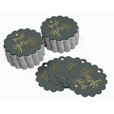 Etiquetas Metalizadas de Agradecimento para Garrafas - Chá de Noiva - Inkdotpot 100 Etiquetas Metalizadas / Cinza - Dourado