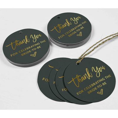 Etiquetas de Lembrancinha Metalizadas para Garrafa para Chá de Noiva 'Obrigada por Celebrar a Noiva' - Inkdotpot 100 Etiquetas Metalizadas / Roxo - Prata