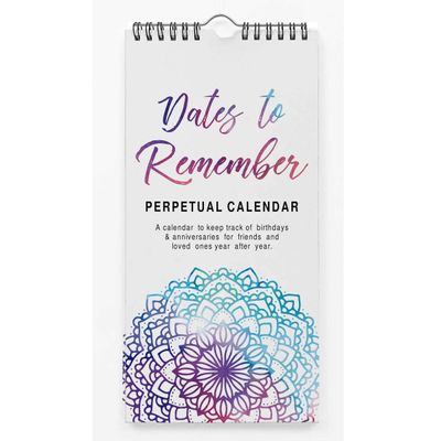 Calendário Perpétuo Rústico Mandala para Pendurar na Parede, Aniversário e Datas Especiais, Livro/Agenda, Cartão-Presente - Inkdotpot 27,94 Cm × 13,72 Cm / Multicolorido