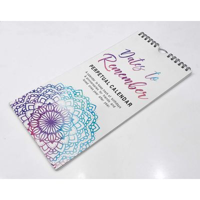 Calendário Perpétuo Rústico Mandala para Pendurar na Parede, Aniversário e Datas Especiais, Livro/Agenda, Cartão-Presente - Inkdotpot 27,94 Cm × 13,72 Cm / Multicolorido