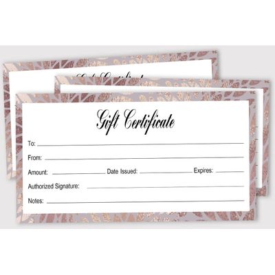 Certificados de Presente em Branco com Flor Ouro Rosé para Negócios, Restaurantes e Casamentos, 45 Cupons, 22,9 x 9,7 cm - Inkdotpot 22,86 Cm × 9,65 Cm / Branco