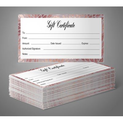 Certificados de Presente em Branco com Flor Ouro Rosé para Negócios, Restaurantes e Casamentos, 45 Cupons, 22,9 x 9,7 cm - Inkdotpot 22,86 Cm × 9,65 Cm / Branco