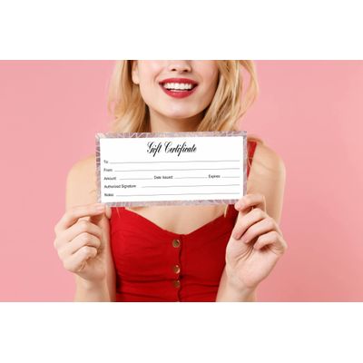 Certificados de Presente em Branco com Flor Ouro Rosé para Negócios, Restaurantes e Casamentos, 45 Cupons, 22,9 x 9,7 cm - Inkdotpot 22,86 Cm × 9,65 Cm / Branco