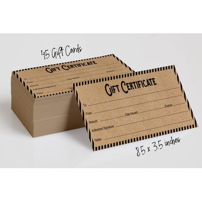 Cartões/Cupons Kraft Rústico Listrado, 45 Un., para Presentes/Aniversário/Negócios/Restaurante/Spa/Salão/Casamento, 21,6x8,9 cm - Inkdotpot 21,59 Cm × 8,89 Cm / Marrom