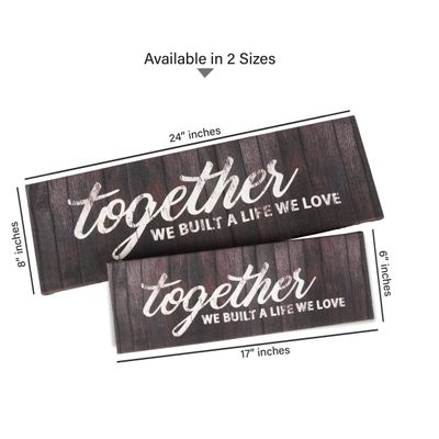 Arte Decorativa em Tela Esticada com Frases 'Juntos Construímos uma Vida que Amamos' Placa Rústica Falsa Estilo Fazenda - Inkdotpot 15,24 Cm × 43,18 Cm / Cinza