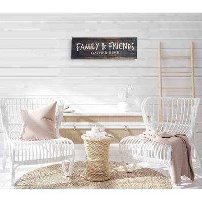 Tela Esticada com Frase 'Família e Amigos se Reúnem Aqui' Decoração de Parede Rústica Placa Falsa Estilo Farmhouse - Inkdotpot 20,32 Cm × 60,96 Cm / Roxo