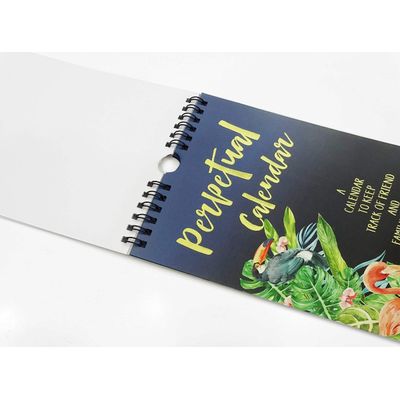 Calendário Perpétuo de Parede, Pássaros Tropicais e Folhagens, Estampa Dourada, Lembrete de Aniversário, Planner/Cartão - Inkdotpot 27,94 Cm × 13,72 Cm / Azul