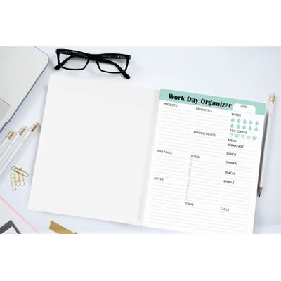Planejador Diário de Trabalho e Organizador Pessoal - para Casa e Escritório - 50 Páginas Sem Data - Bloco Rasgável de Tarefas - Inkdotpot 21,59 Cm × 27,94 Cm / Branco