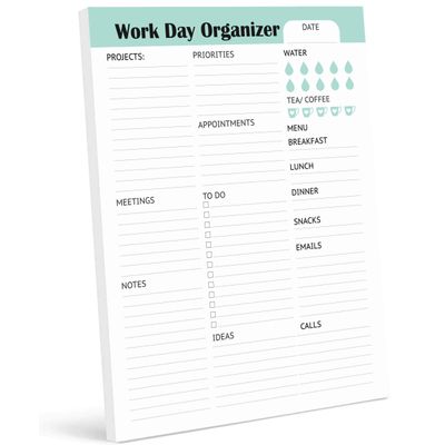 Planejador Diário de Trabalho e Organizador Pessoal - para Casa e Escritório - 50 Páginas Sem Data - Bloco Rasgável de Tarefas - Inkdotpot 21,59 Cm × 27,94 Cm / Branco