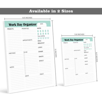 Planejador Diário de Trabalho e Organizador Pessoal - para Casa e Escritório - 50 Páginas Sem Data - Bloco Rasgável de Tarefas - Inkdotpot 21,59 Cm × 27,94 Cm / Branco