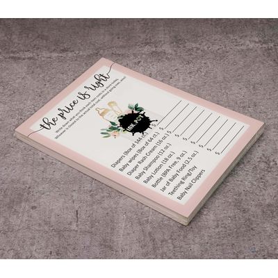 Jogo O Preço Certo para Chá de Bebê para Menina, Kit de Jogos, Atividades e Decorações Tema Unicórnio - Pacote com 50 - Inkdotpot 12,7 Cm × 17,78 Cm / Branco